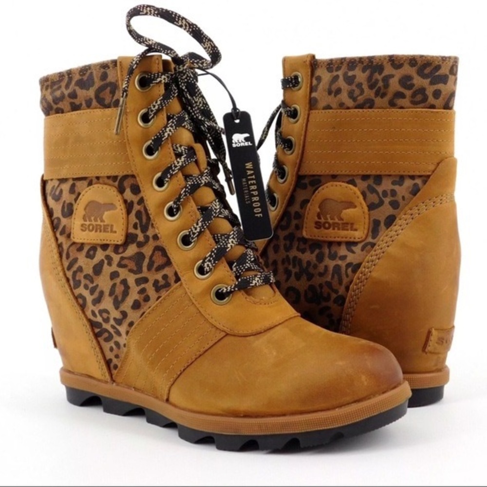 Sorel Lexie Leopard Print Wedge Boot - New without tags.